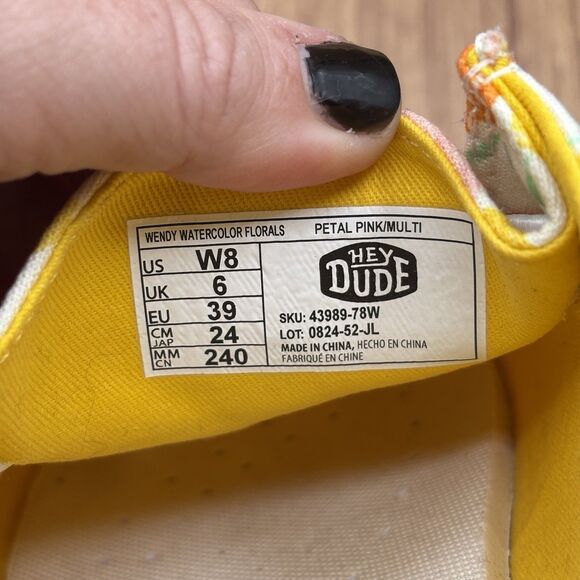 Hey Dude Wendy Watercolor Floral Petal Pink Multi Women’s Size 8 Sneakers - Picture 8 of 8